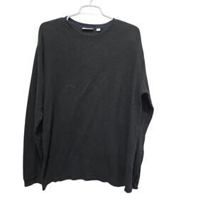 ROWN Charcoal Gray Textured Cotton Crewneck Long Sleeve Shirt Large